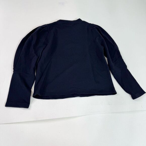 Rebecca Taylor Top Womens Medium Navy Blue Puff Long Sleeve Sweatshirt Material - Picture 5 of 8